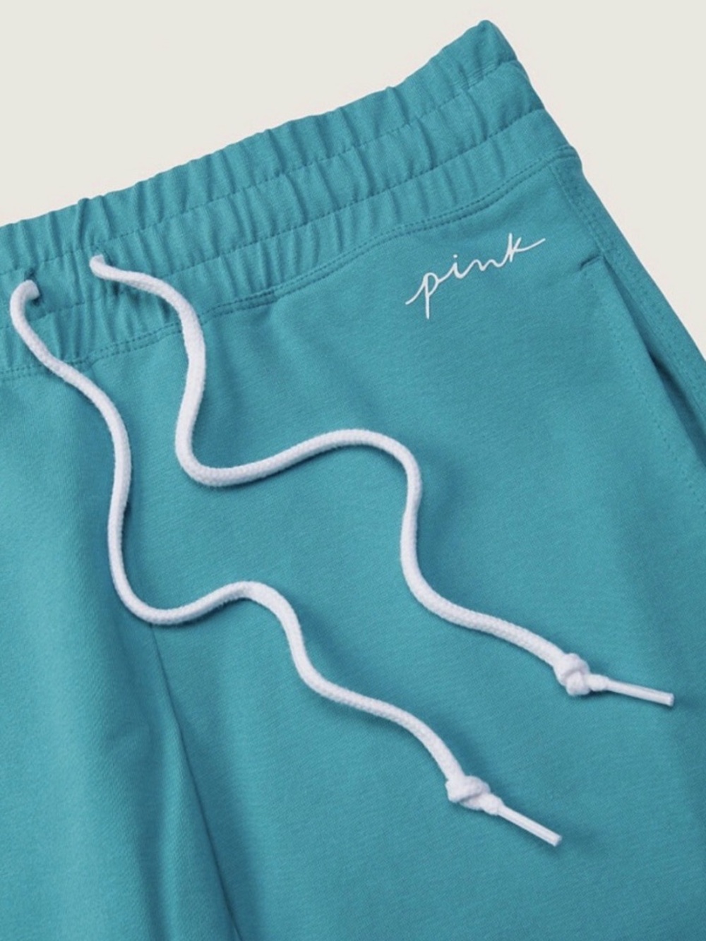 PINK Victoria's Secret Teal Elastic-Waist Drawstring Dad Shorts Sz XS